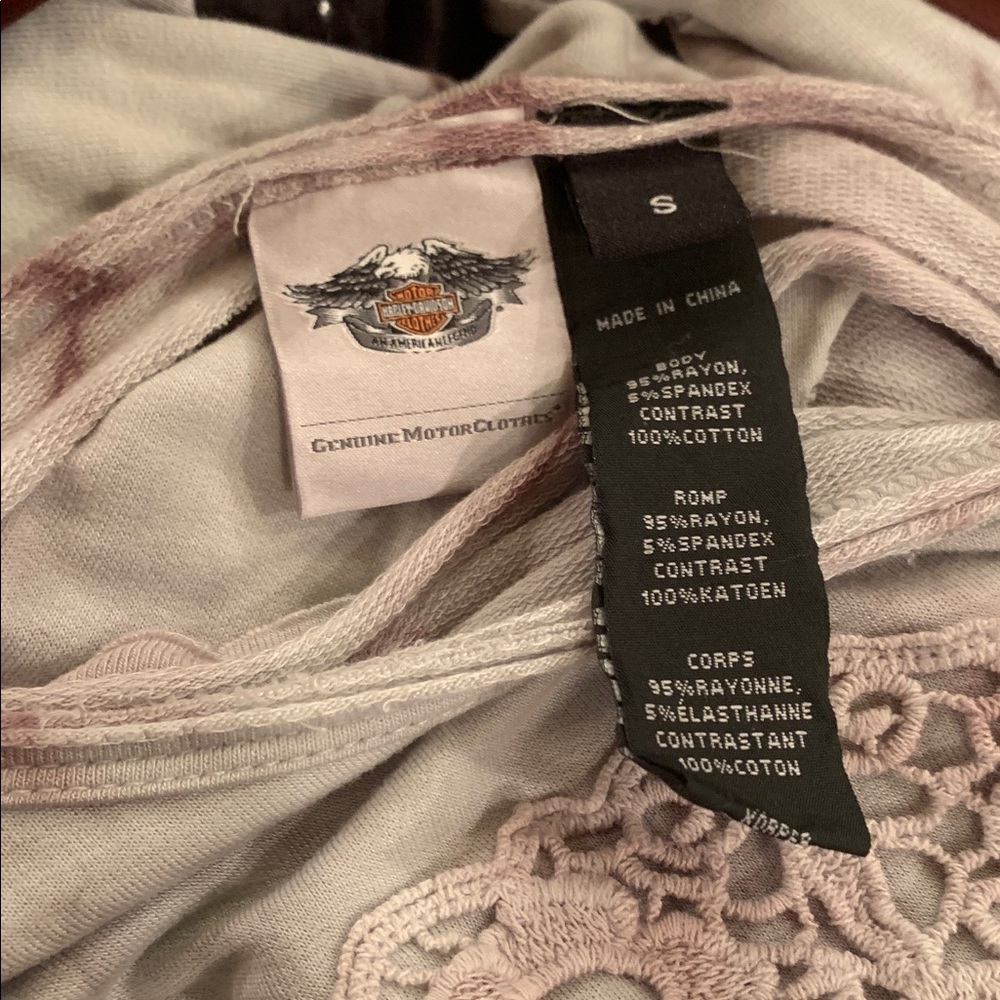 Harley-Davidson Women's White and Purple Cutout Long Sleeve Top - Picture 5 of 5
